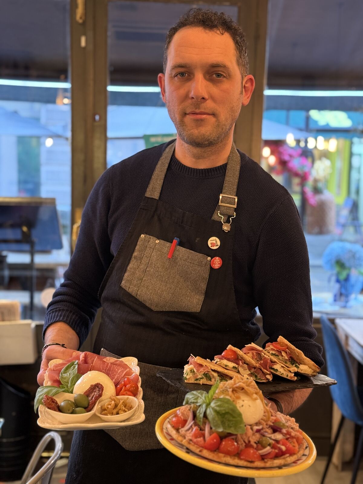 Our team serving pane cunzato and antipasti at Pane Cunzato, London